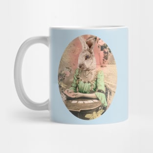 Go Ask Alice White Rabbit pink and mint Mug